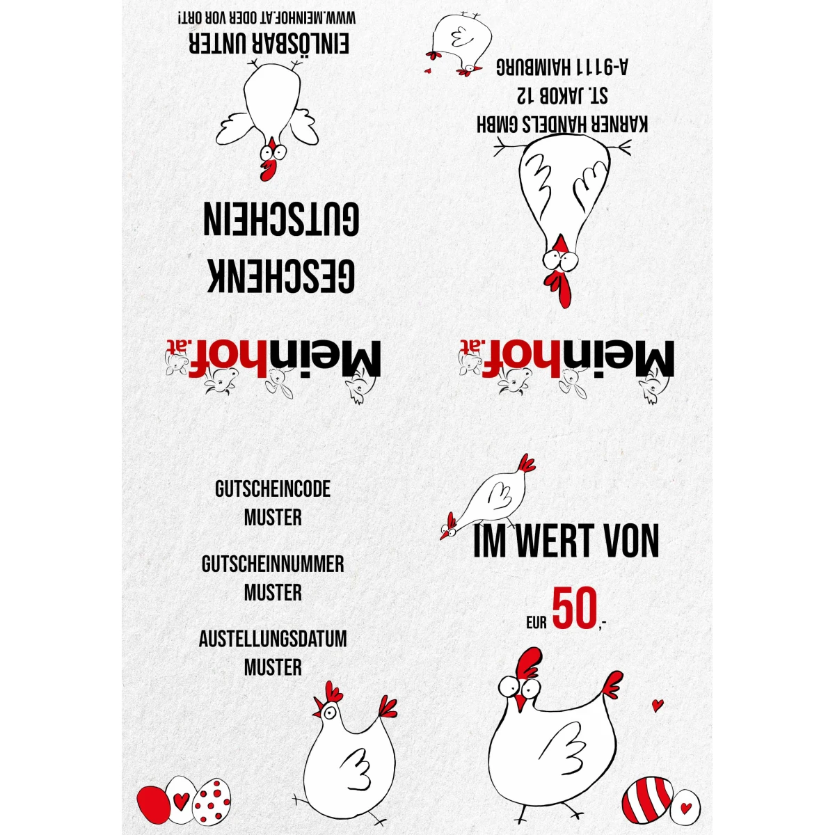 Meinhof.at Gutschein zum Selbst-Ausdrucken