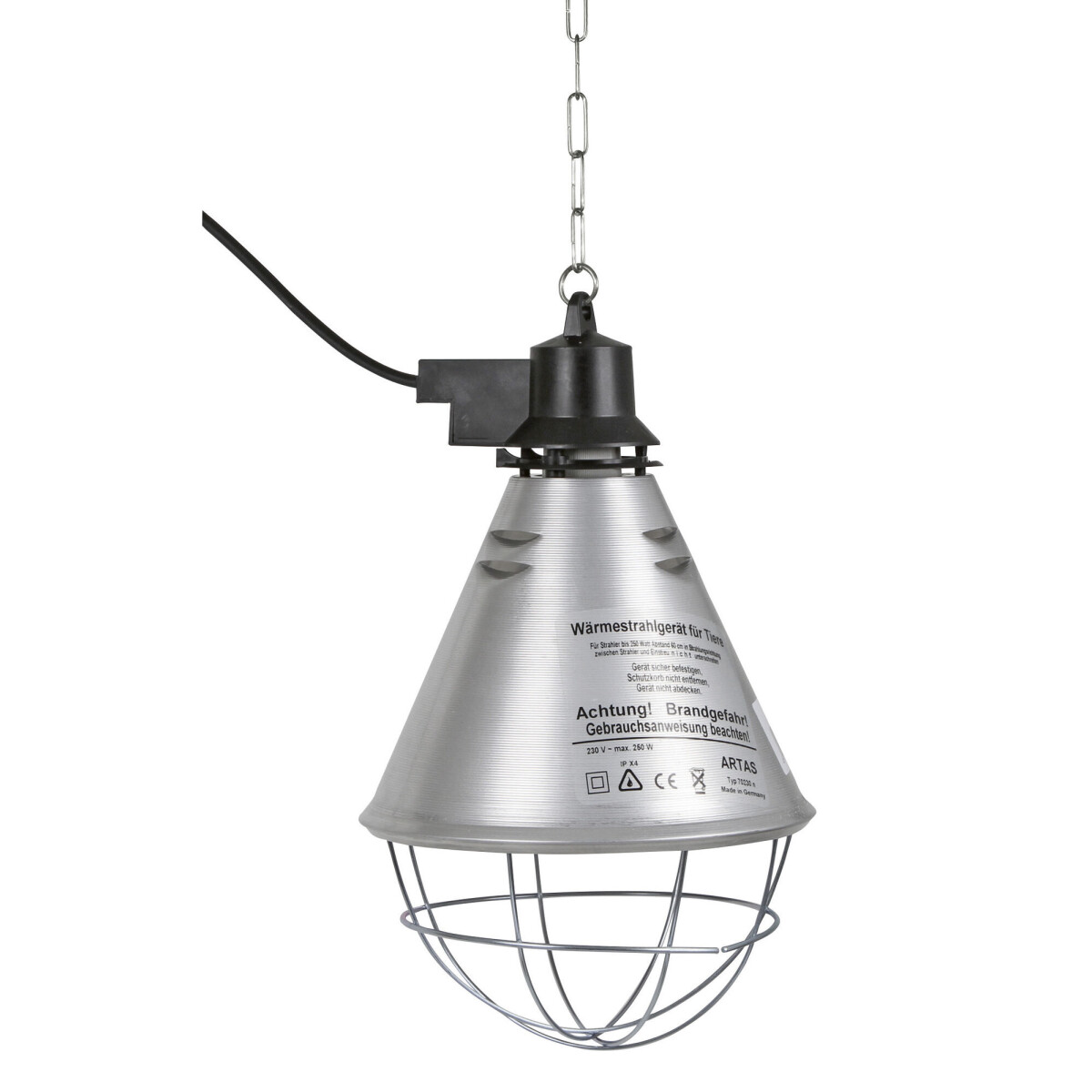 Infrarot-W&auml;rmestrahlger&auml;t Alu mit 5 m Kabel + Infrarot-Sparlampe rot 100 W