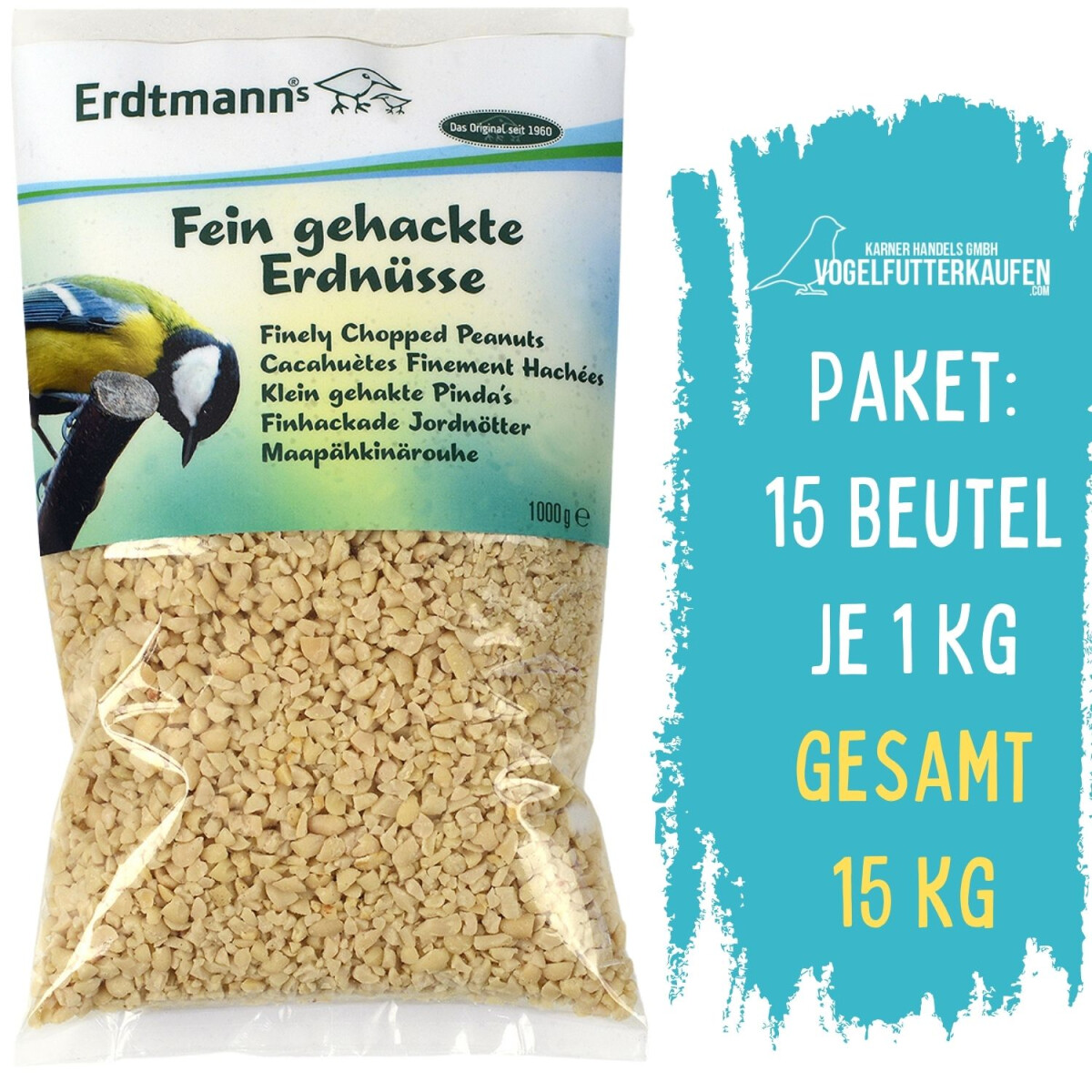 Fein gehackte Erdn&uuml;sse, 15 Beutel je 1000 g