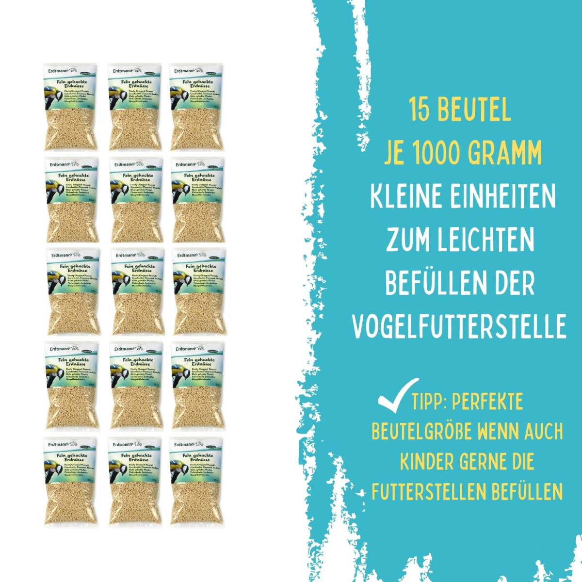Fein gehackte Erdn&uuml;sse, 15 Beutel je 1000 g