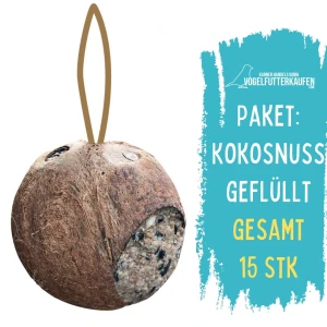 Kokosnuss mit 3 L&ouml;chern gef&uuml;llt, 15 Stk