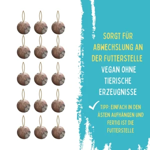 Kokosnuss mit 3 L&ouml;chern gef&uuml;llt, 15 Stk